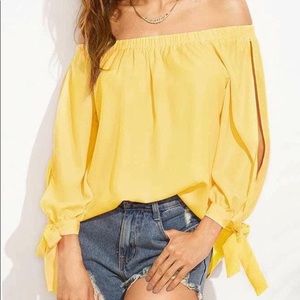 yellow off the shoulder top 💛☀️🌼